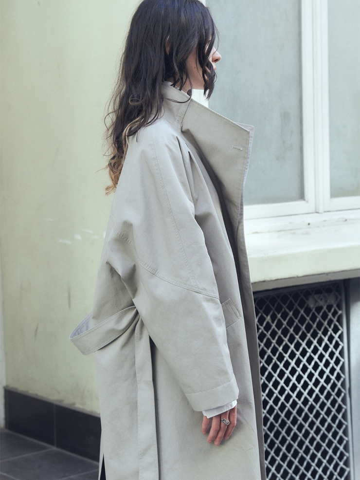 Stone Stand Collar Trench Coat