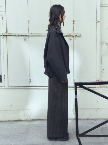 Denim Black Stand Collar Jacket