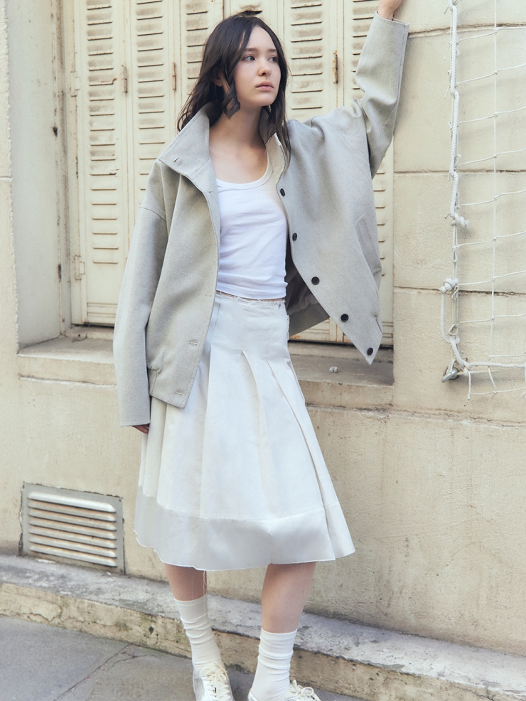 White Stand Collar Jacket