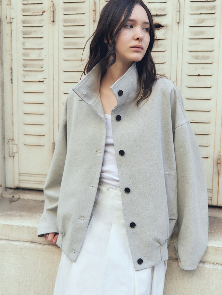 White Stand Collar Jacket