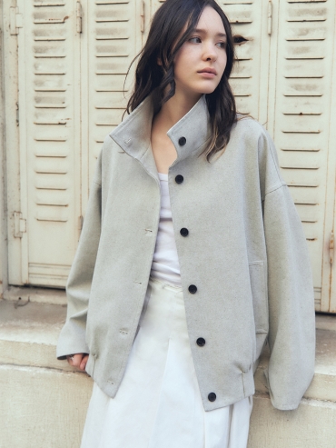 White Stand Collar Jacket