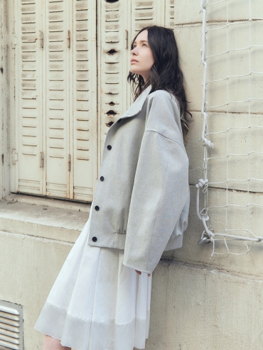 White Stand Collar Jacket