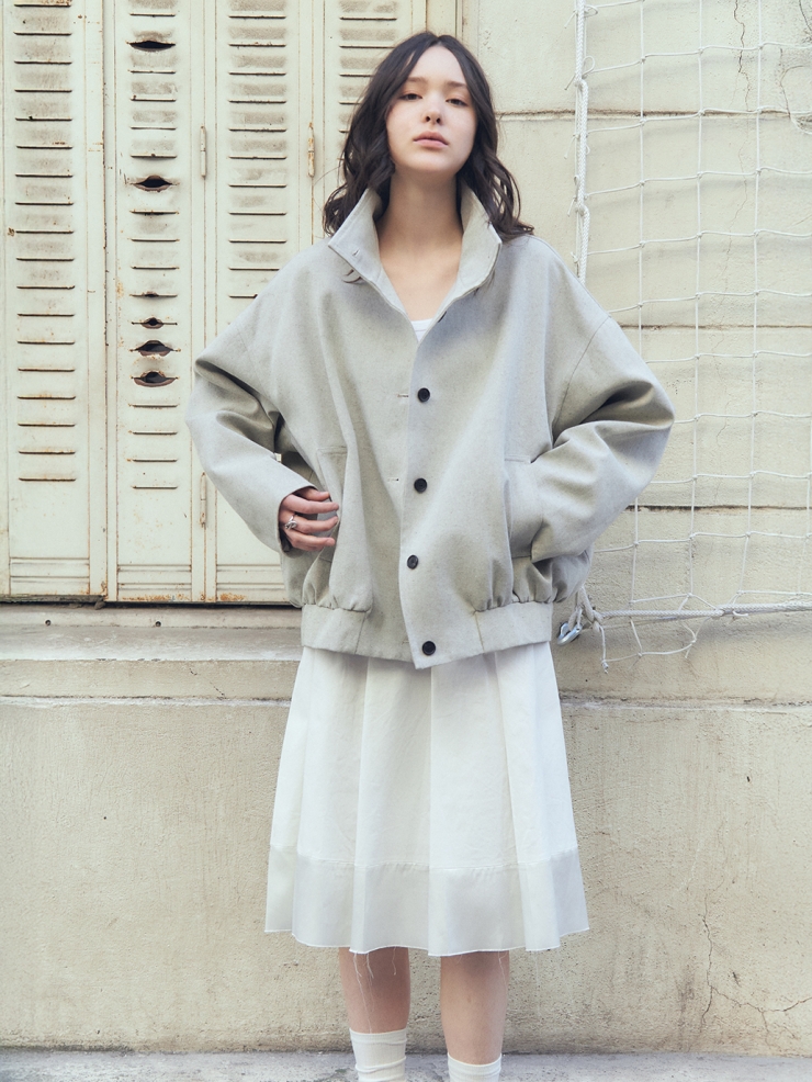 White Stand Collar Jacket