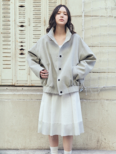 White Stand Collar Jacket