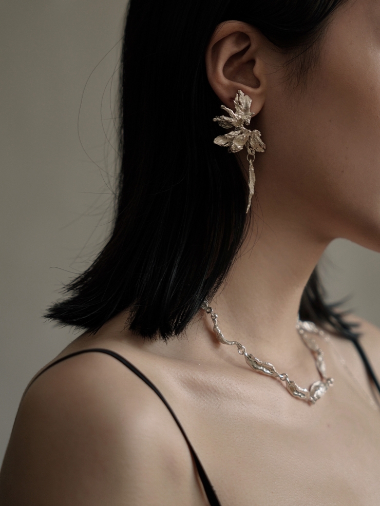 Silver Wind Eroded Sunflower Earrings