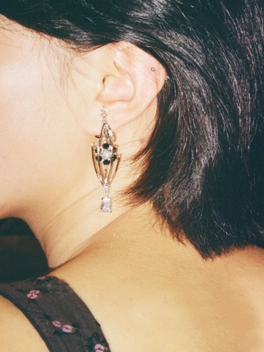 Silver Birdcage Floral Earrings