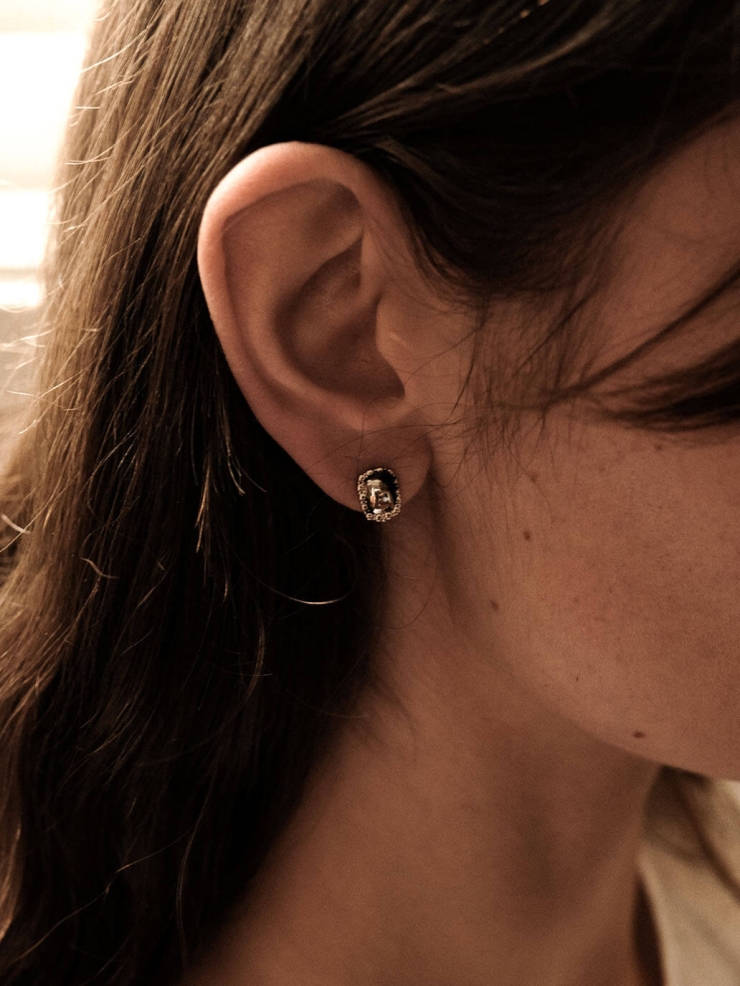 Silver Sterling Floral Gemstone Stud Earrings