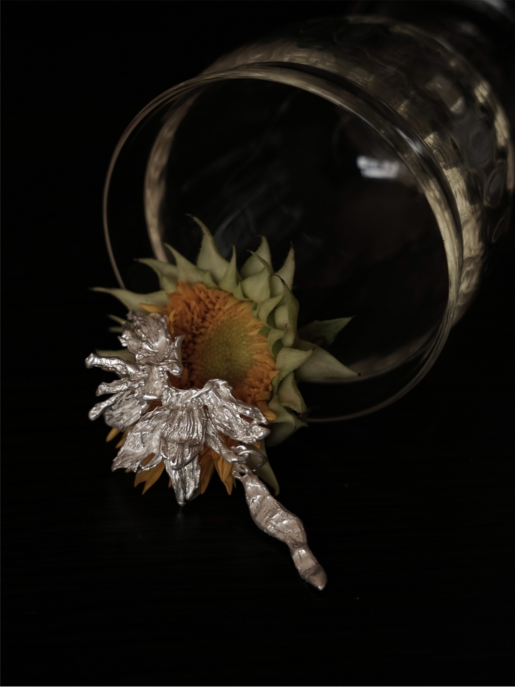 Silver Wind Eroded Sunflower Earrings