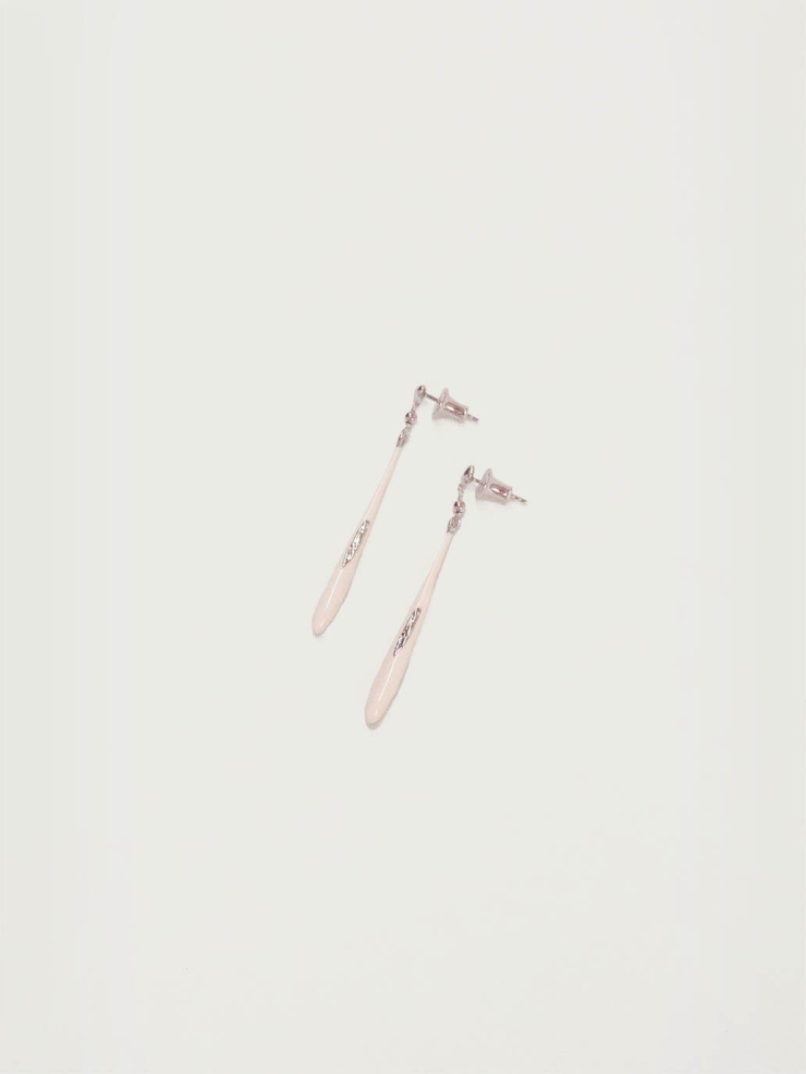 White Enamel Silver Teardrop Earrings