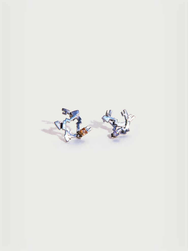 Silver Triangle Orbit Earrings