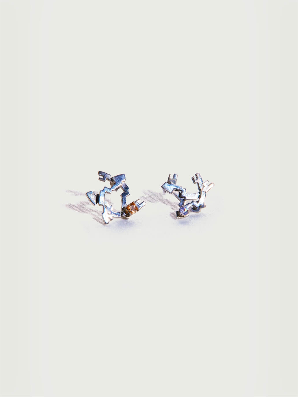 Silver Triangle Orbit Earrings