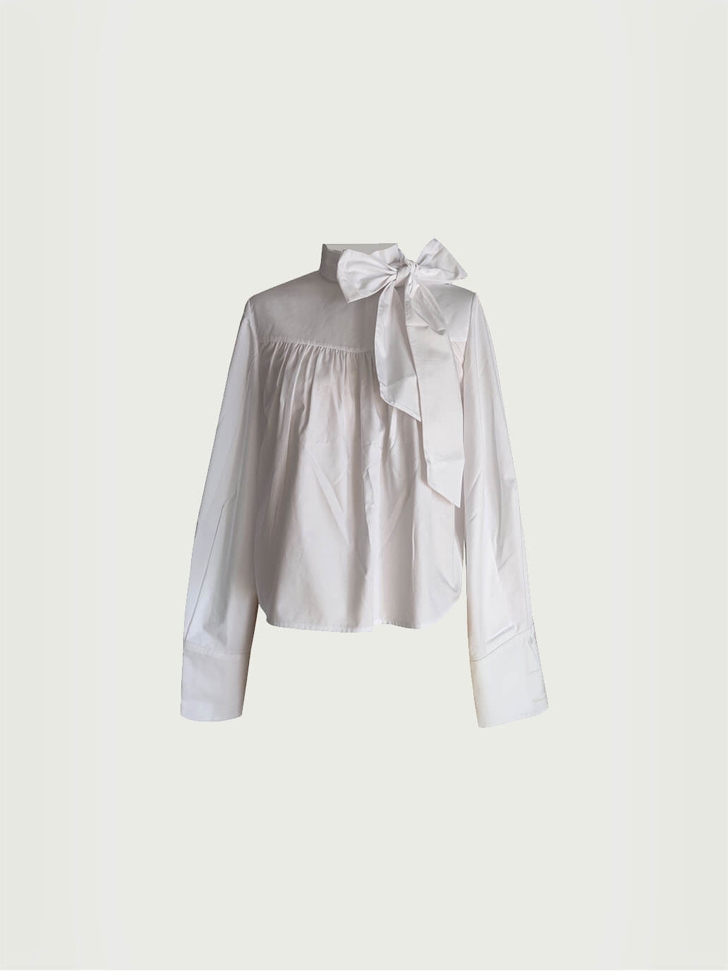 White Drawstring Ruched Shirt