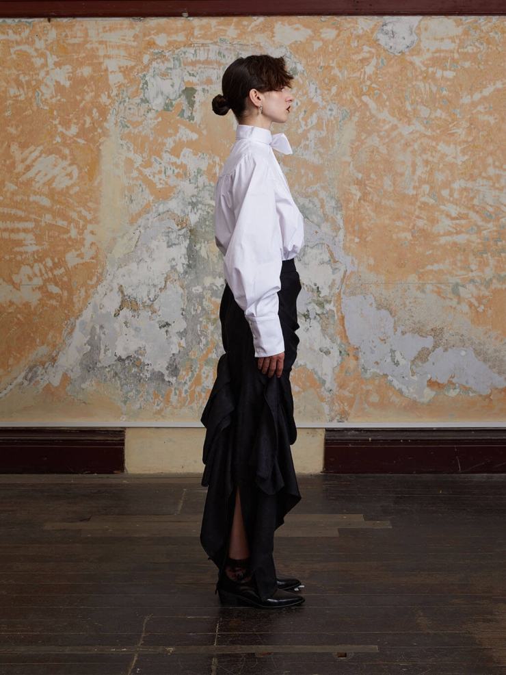 White Drawstring Ruched Shirt