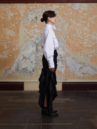 White Drawstring Ruched Shirt