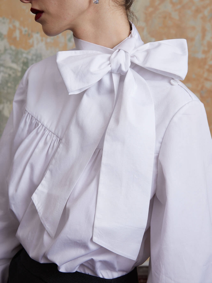 White Drawstring Ruched Shirt