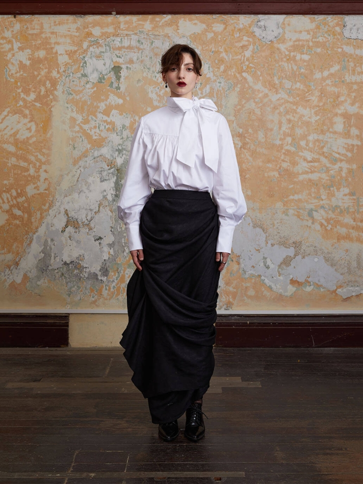 White Drawstring Ruched Shirt