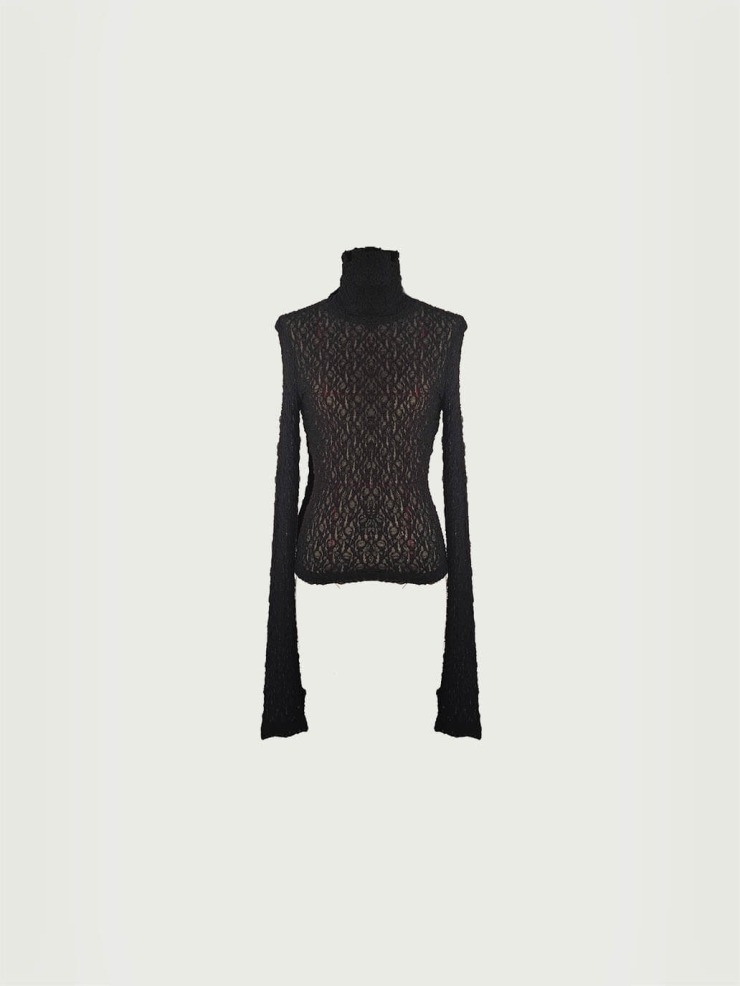 Black Lace Turtleneck Base Top