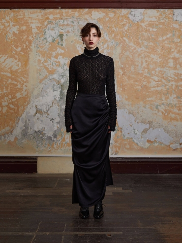 Black Lace Turtleneck Base Top