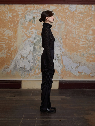 Black Lace Turtleneck Base Top