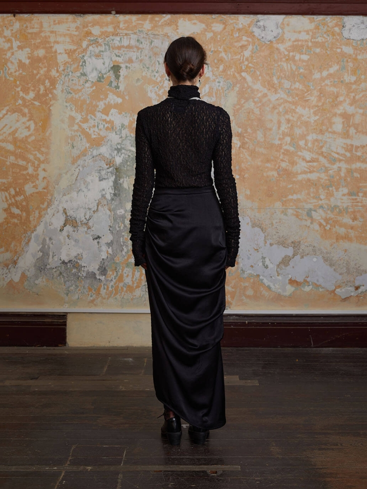 Black Lace Turtleneck Base Top