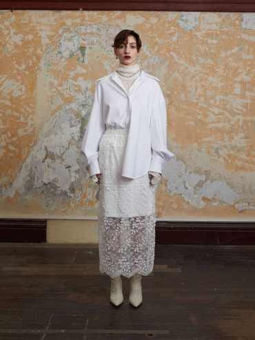 White Lace Turtleneck Base Top