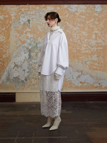 White Lace Turtleneck Base Top