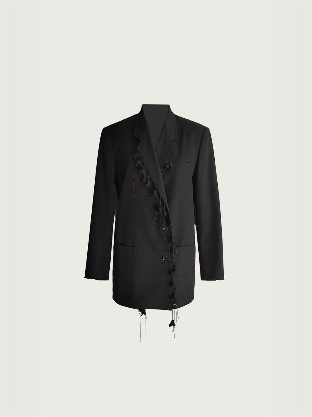 Black Blazer with Lily of the Valley Embroidery