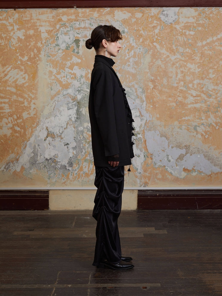 Black Blazer with Lily of the Valley Embroidery