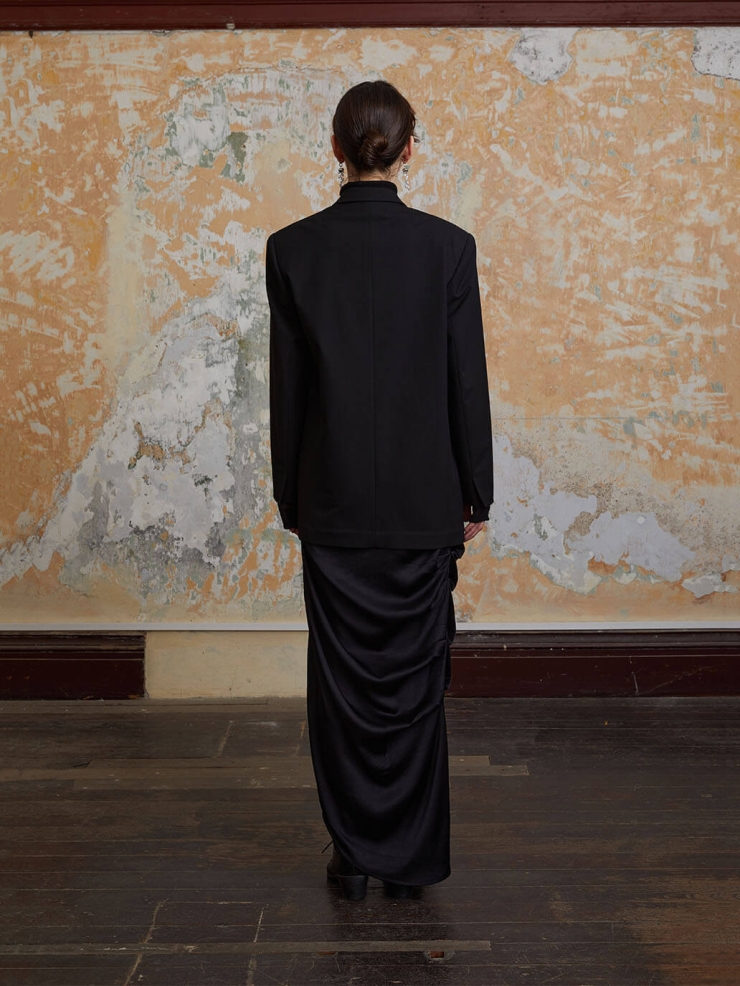 Black Blazer with Lily of the Valley Embroidery