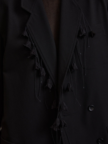 Black Blazer with Lily of the Valley Embroidery