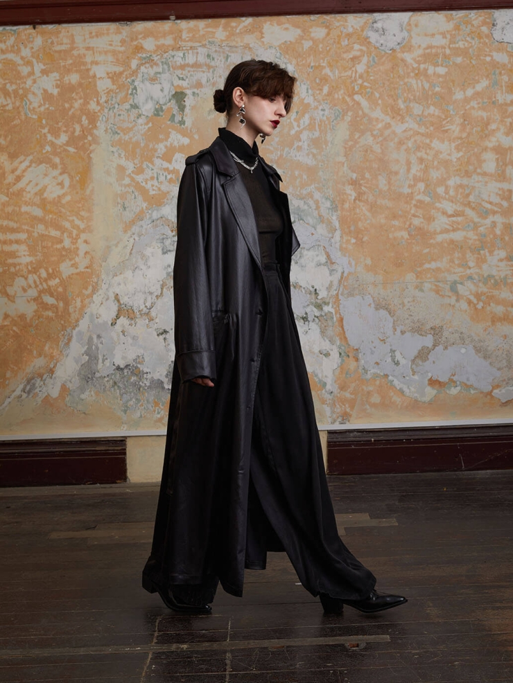 Black Adjustable Waist Wide-Leg Trousers