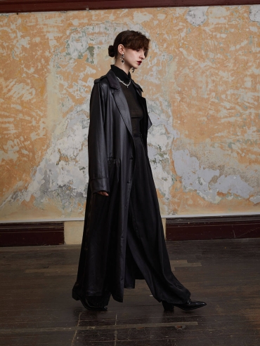 Black Adjustable Waist Wide-Leg Trousers