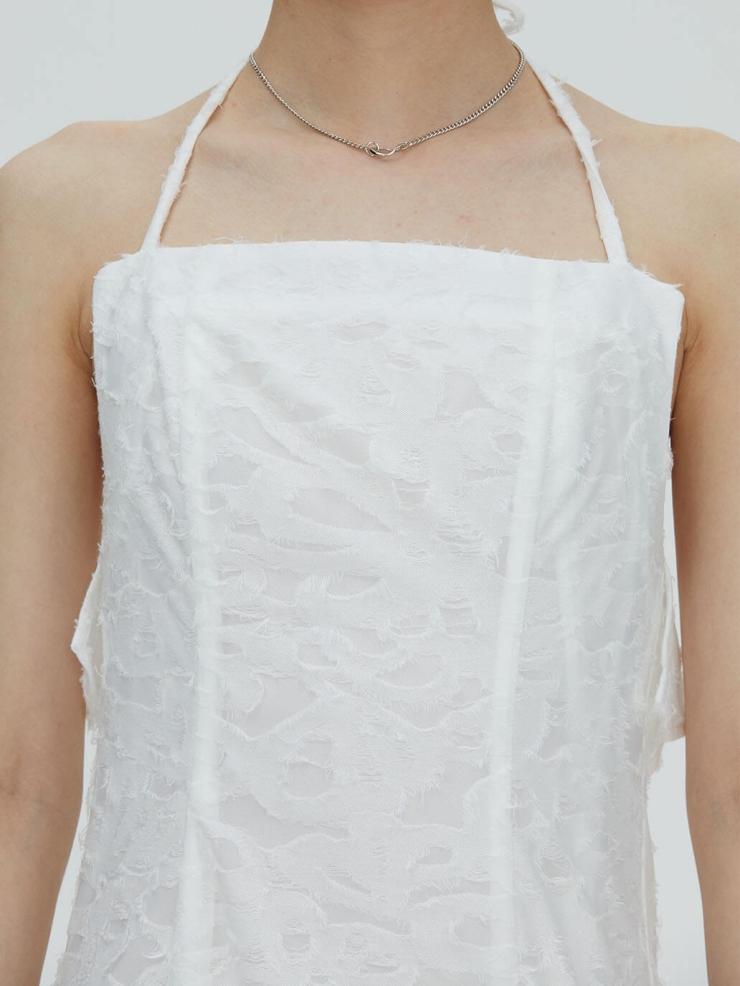 White Tassel Tie-Strap Dress