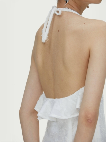 White Tassel Tie-Strap Dress