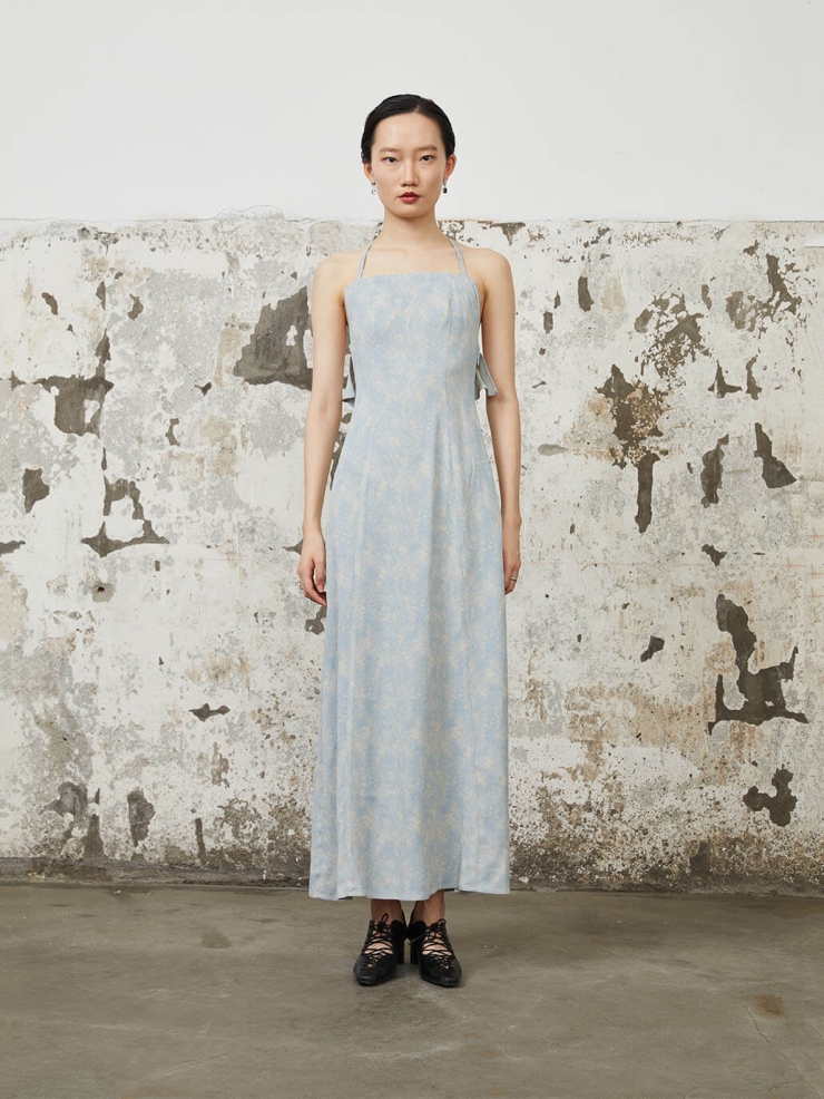 Sky Blue Tie-Dye Strappy Dress