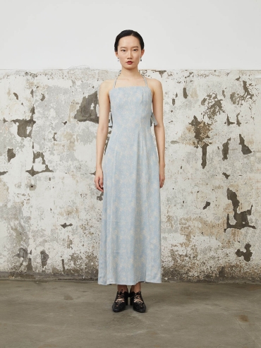 Sky Blue Tie-Dye Strappy Dress