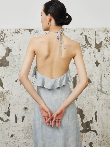 Sky Blue Tie-Dye Strappy Dress