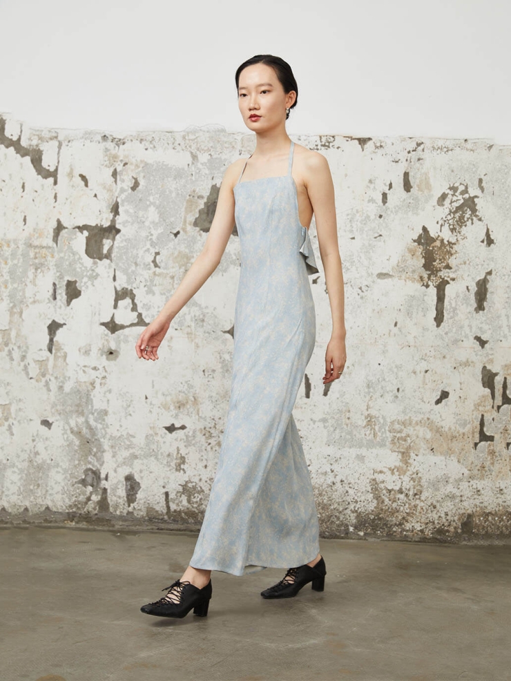 Sky Blue Tie-Dye Strappy Dress