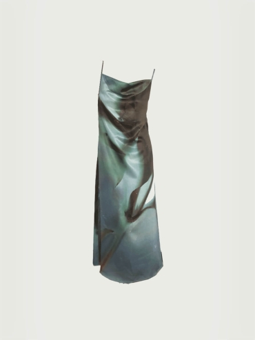 Printed Satin Slip Dress