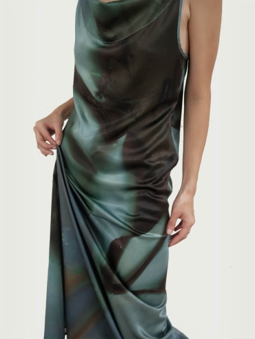 Printed Satin Slip Dress