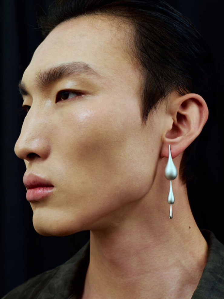 Silver Droplet Trinity Earrings