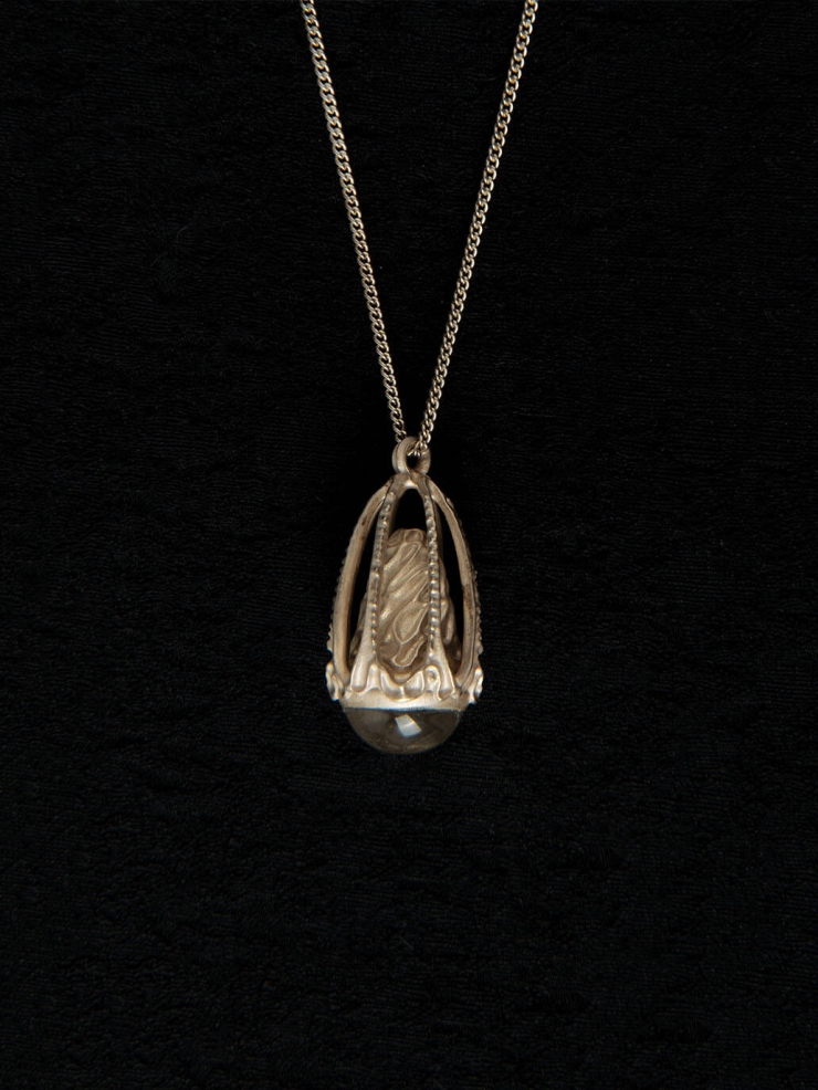 White Mirror Jellyfish Pendant Necklace