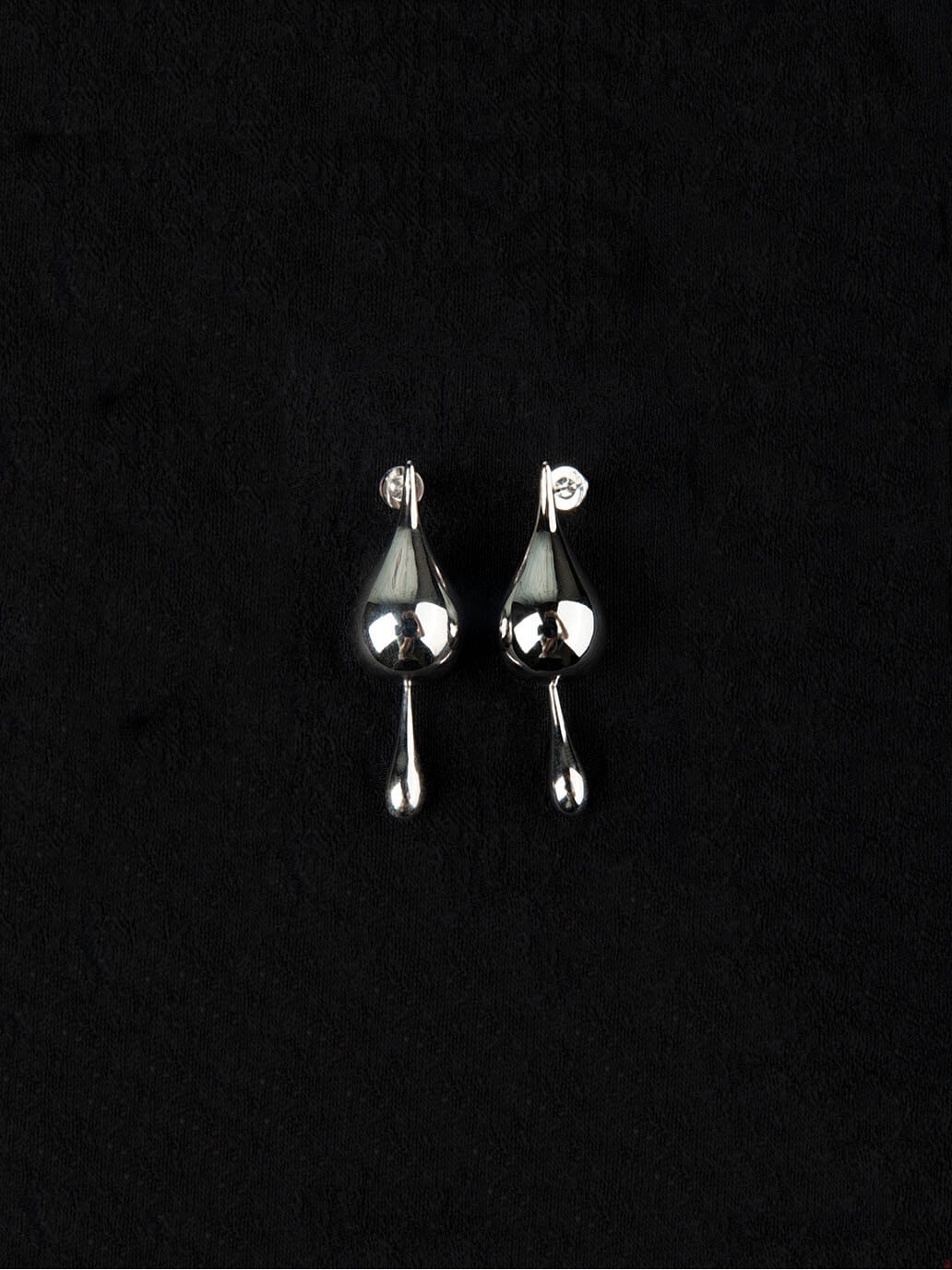 Silver Droplet Duality Earrings - pair