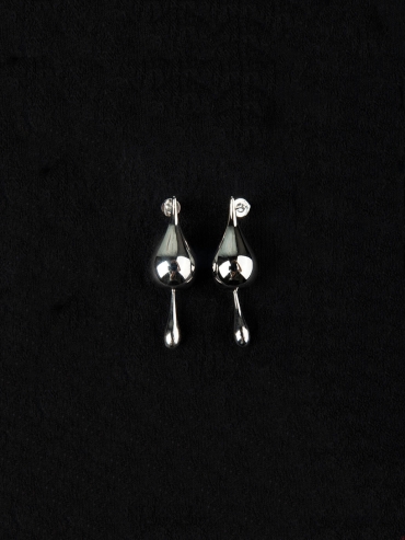 Silver Droplet Duality Earrings - pair