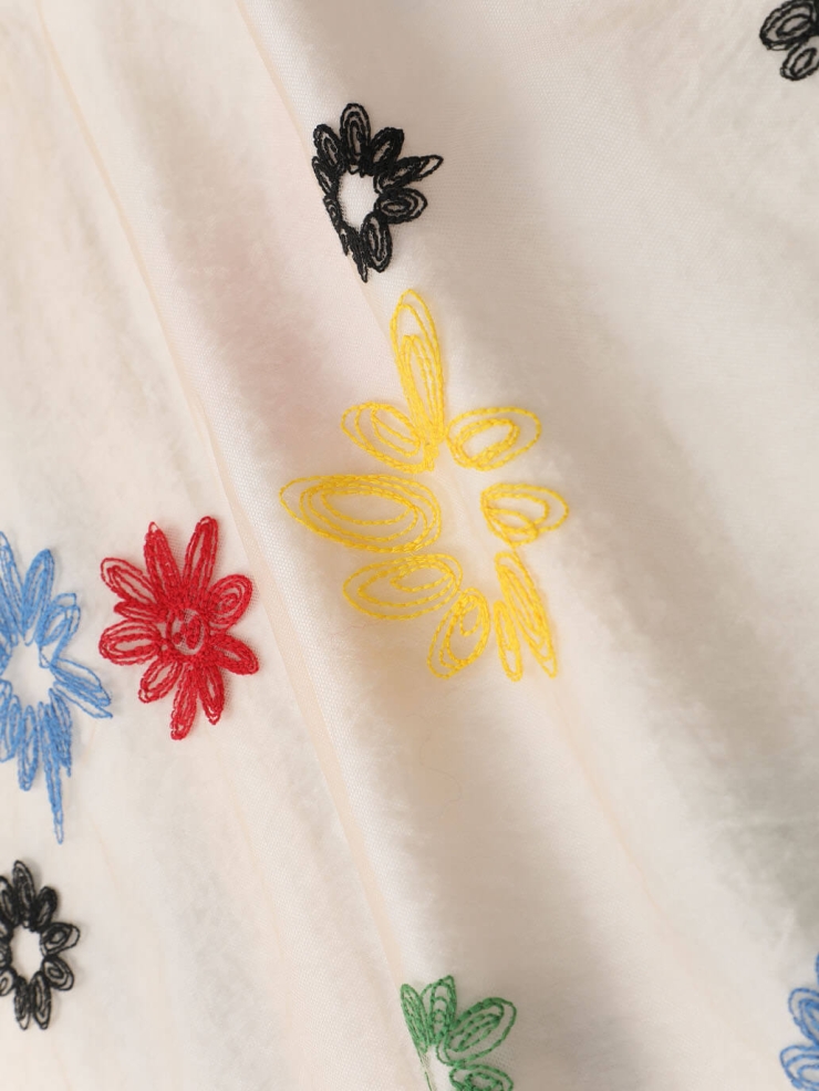 White Floral Embroidered Double-Layer Shirt