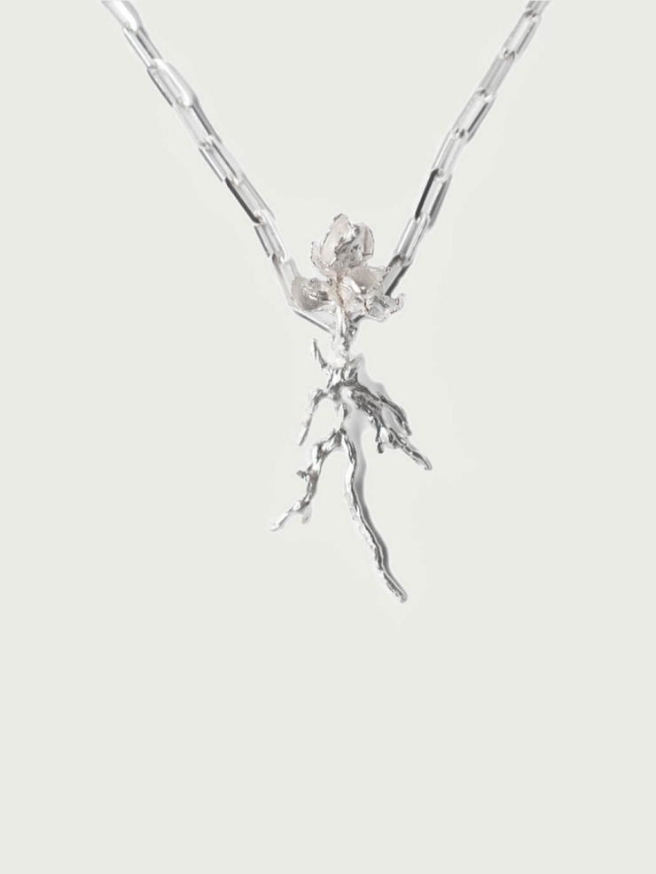 Silver Hopeful Trace Flower Necklace