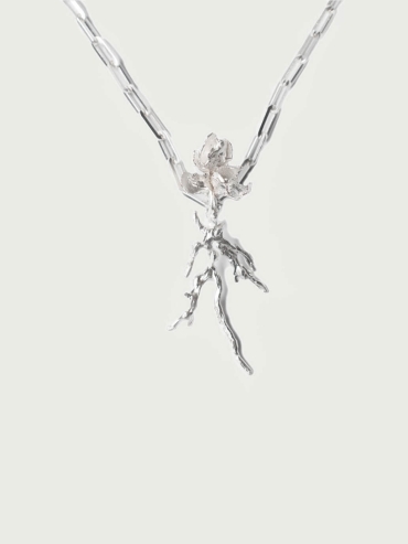 Silver Hopeful Trace Flower Necklace