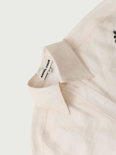 White Floral Embroidered Double-Layer Shirt