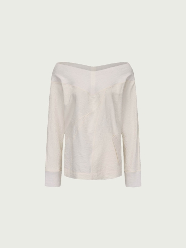 White Off-Shoulder Panel Top