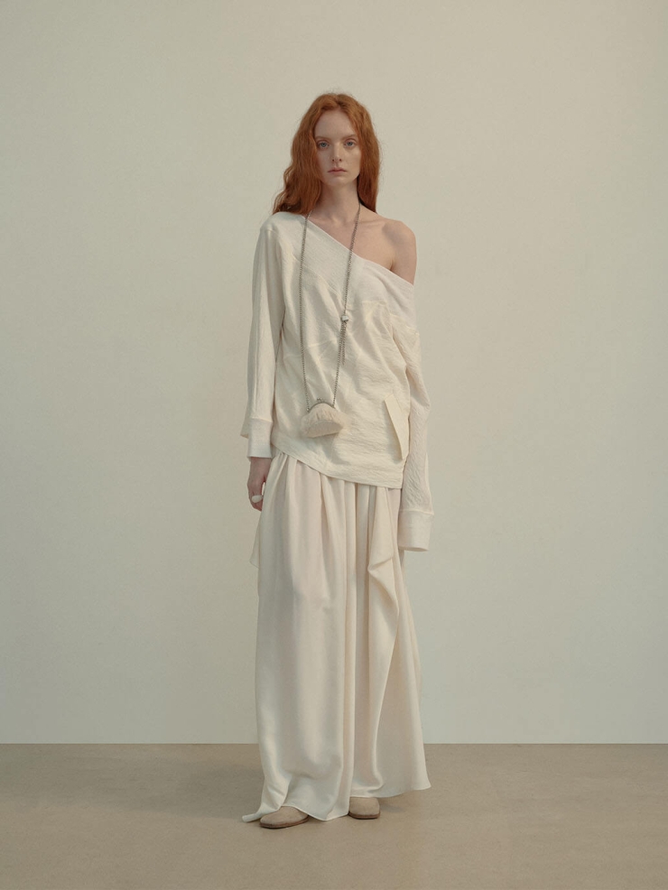 White Off-Shoulder Panel Top